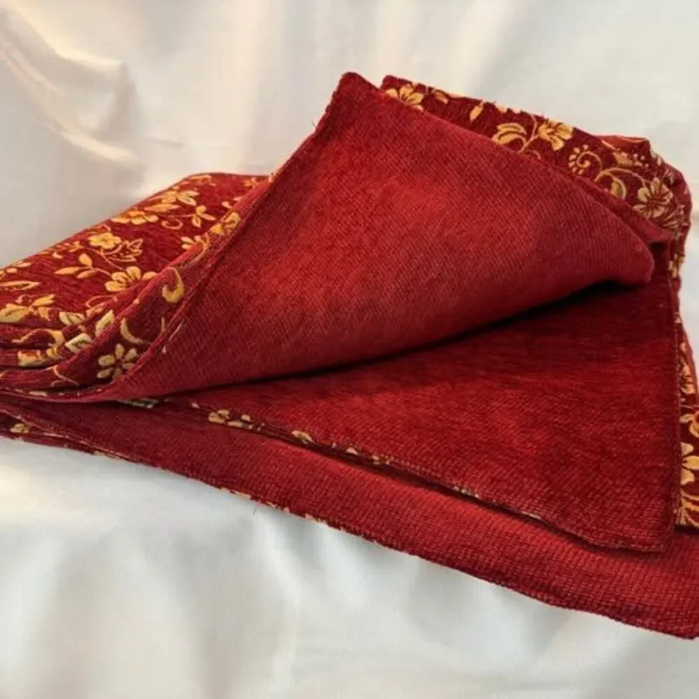 Red and Gold Throw Floral Upholstery Fabric